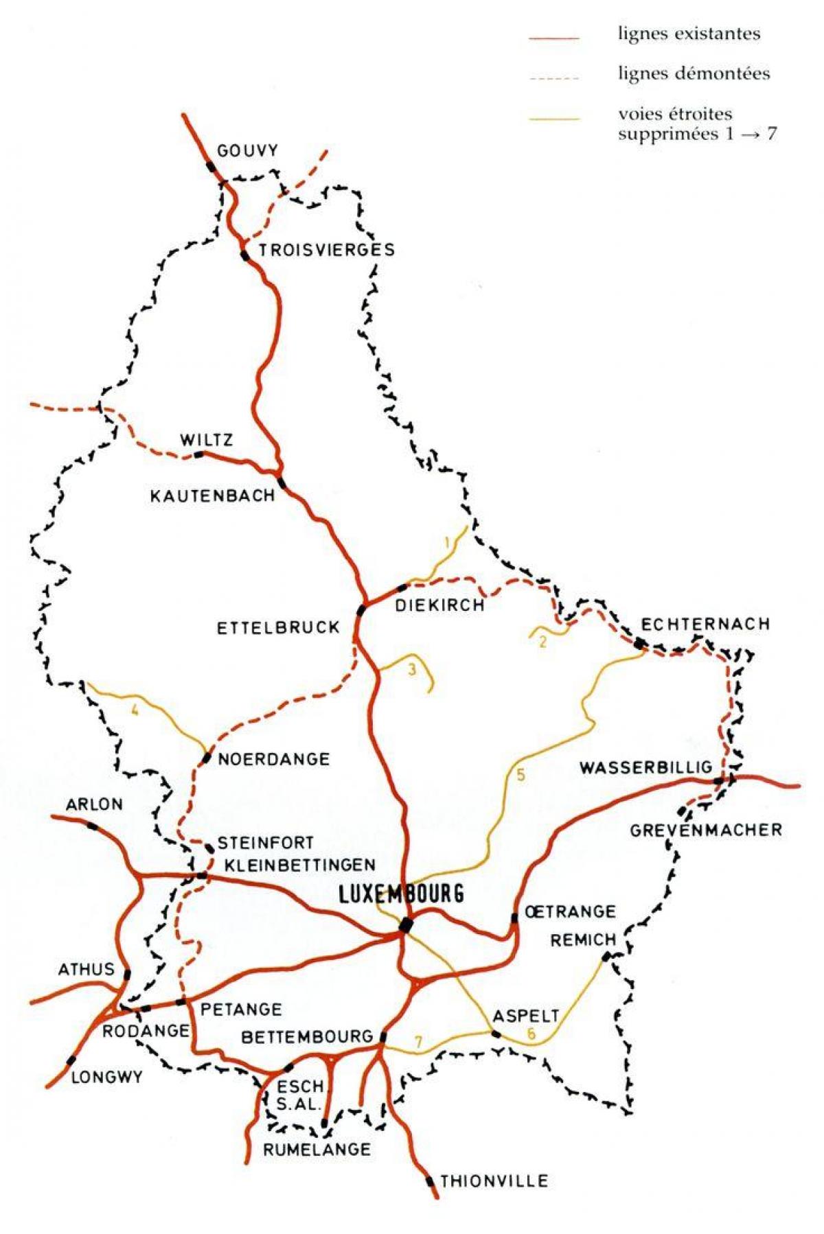 kat jeyografik nan Luxembourg estasyon tren a